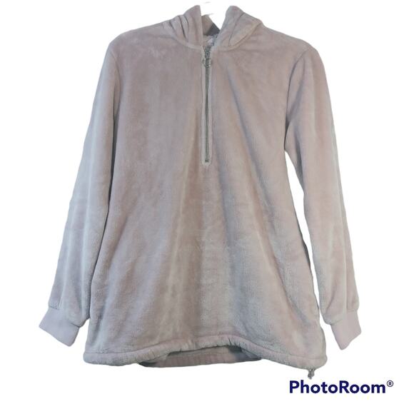 Ideology Womens Pink Faux-Fur Quarter-Zip Hoodie, Shimmer Size M - Picture 2 of 9